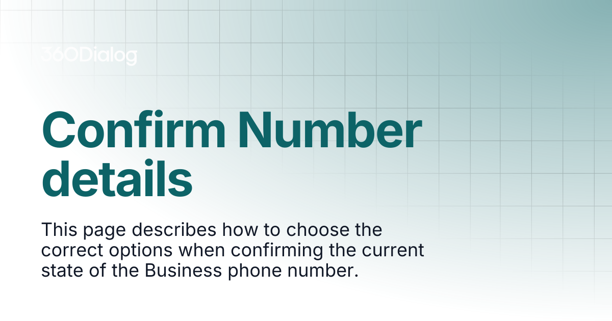 Confirm Number details | Client Documentation