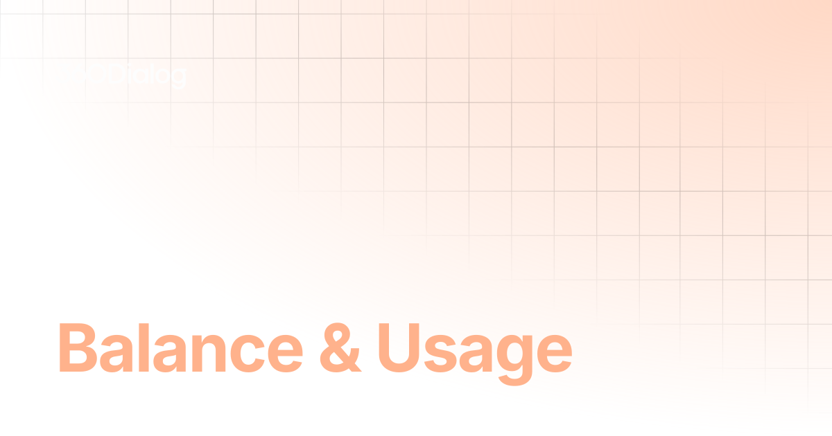 Balance & Usage | 360Dialog