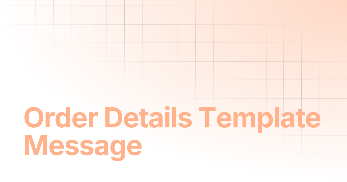 Order Details Template Message | 360Dialog